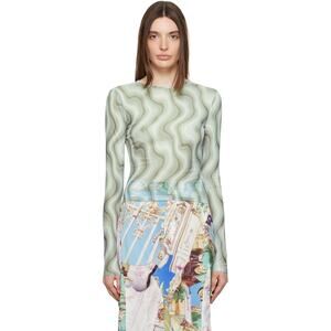 Miaou Recycled Mesh Swerve Print Long Sleeve T-Shirt Size Small